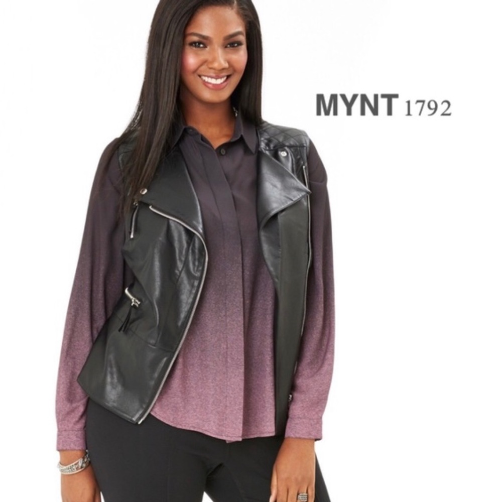 MYNT 1792 Faux Leather Moto Vest